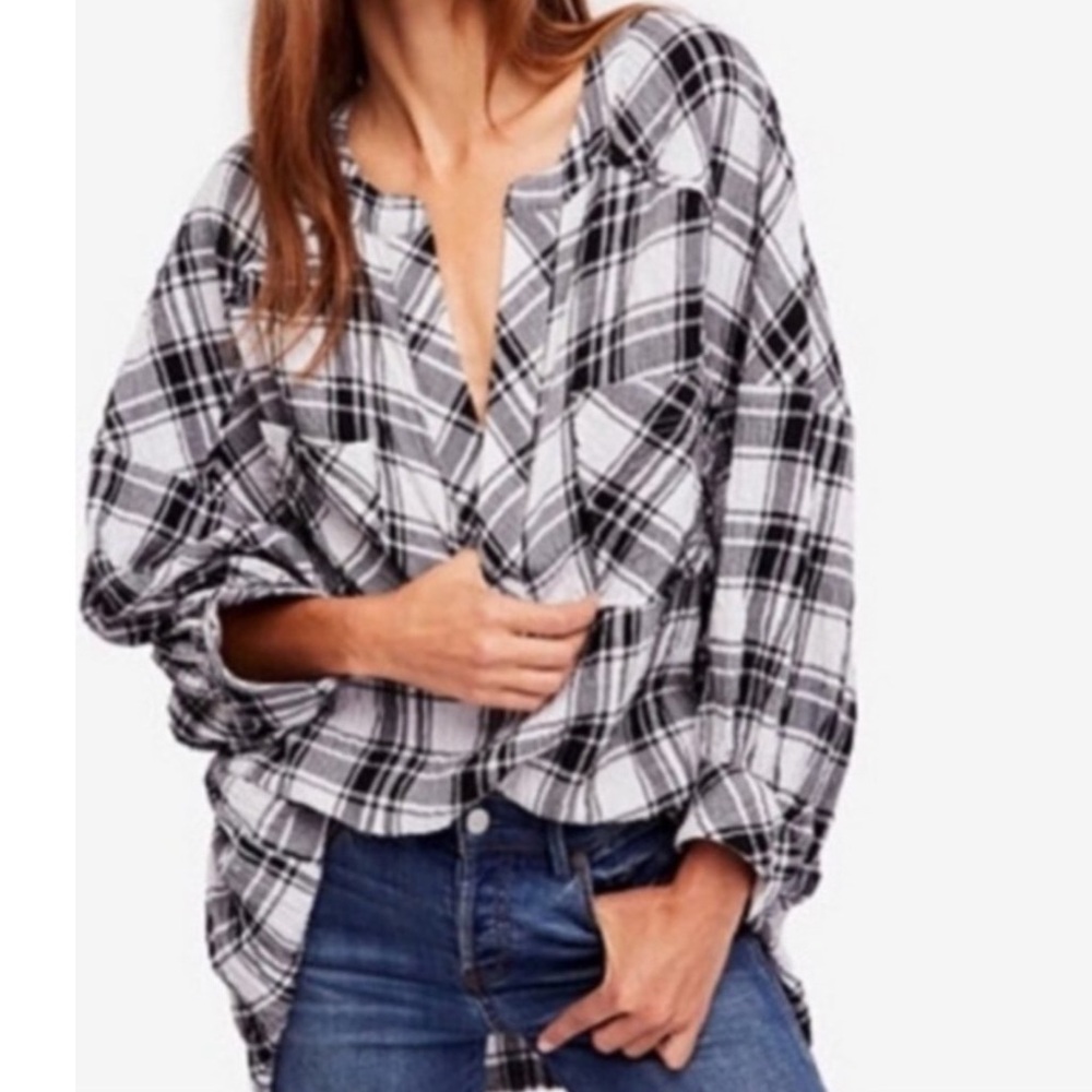 Intimately Free People Monochrome Striped Not Your Boyfriend Oversized Tunic Top